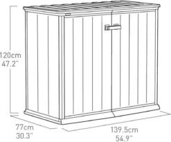 Keter Patio Store Opbergkast - 139,5x77x120cm - Grijs -Buitentuin Winkel 1200x995 1