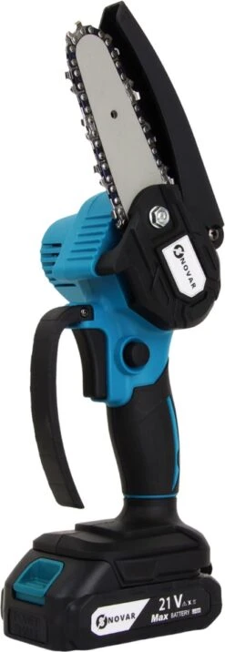 NovarGarden® Mini Kettingzaag NG1 - Met 2x Accu - Takkenzaag - Snoeizaag - Electrisch - Handzaag - Boomzaag - 21V -Buitentuin Winkel 414x1200