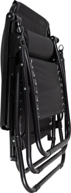 Luxe Ligstoel Met Hoofdsteun & Voetsteun - Verstelbare Rugleuning - Zonnebed Relaxstoel Voor Tuin/Terras/Strand/Balkon/Zwembad/Camping - Inklapbaar - Weerbestendig - Zwart -Buitentuin Winkel 445x1200