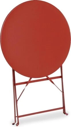 Emilia - Ronde Inklapbare Bistrotafel Ø60cm Van Gepoedercoat Staal – Terra Cotta -Buitentuin Winkel 677x1200