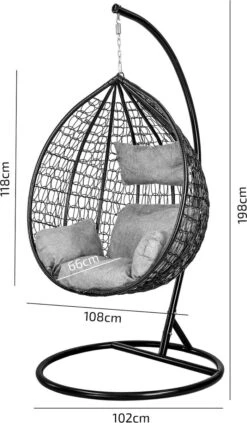Hangstoel - Ei Stoel - Met Frame - Zwart Beige - Tot 125 Kg -Buitentuin Winkel 700x1200