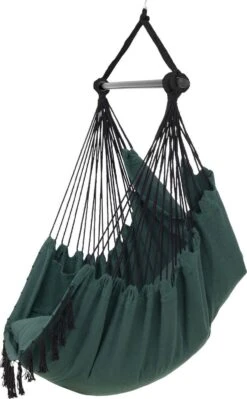 Vita5 XXL Hangstoel | Binnen&Buiten Hangnest | Incl. 2 Kussens En Boekenvak | Volwassenen&Kinderen | Hangmatstoel Tot 225kg | Donkergroen -Buitentuin Winkel 742x1200