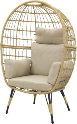 Lola Egg Relaxstoel - Natural Sand - Mand Stoel -Buitentuin Winkel 746x1200
