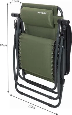 Capture Outdoor, Opklapbare Luxe Ligstoel "Relax RZ-1", Verstelbare Rugleuning, Luxe Armleuningen, Opgespannen Gevoerd Doek, Afneembaar Kussen, … -Buitentuin Winkel 757x1200