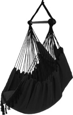 Vita5 XXL Hangstoel - Binnen&Buiten Hangnest - Incl. 2 Kussens En Boekenvak - Volwassenen&Kinderen - Hangmatstoel Tot 225kg - Zwart -Buitentuin Winkel 761x1200 1