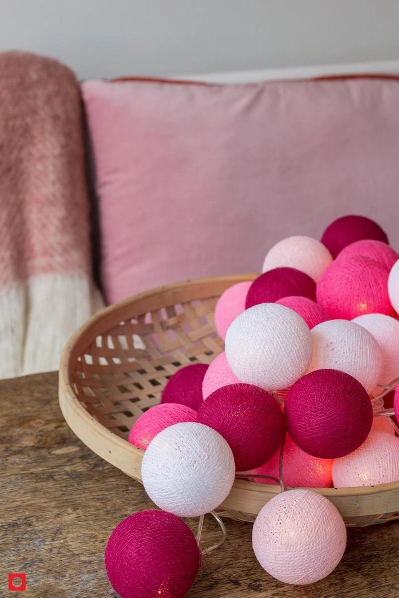 Cotton Ball Lights Lichtslinger Pink 20 Lampjes Lus 8 Cotton Ball Lights Lichtslinger Pink 20 Lampjes Lus - Afbeelding 6