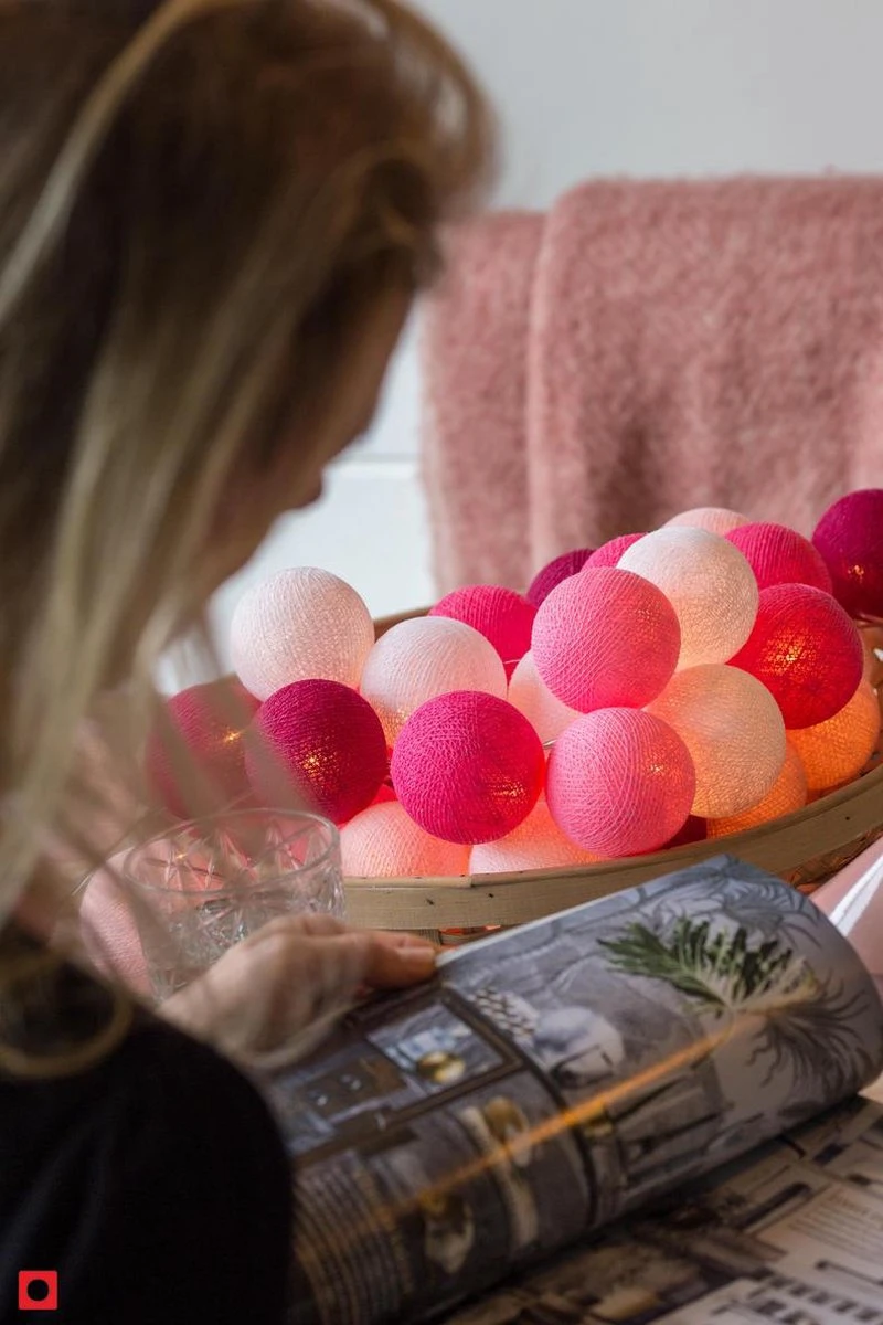 Cotton Ball Lights Lichtslinger Pink 20 Lampjes Lus 9 Cotton Ball Lights Lichtslinger Pink 20 Lampjes Lus - Afbeelding 7