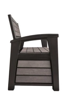 Keter - Hudson Bench Box - 2-zits Bank - Opbergbox - Hout Look & Feel - 227L - 138x63x89cm - Antraciet -Buitentuin Winkel 800x1200 9