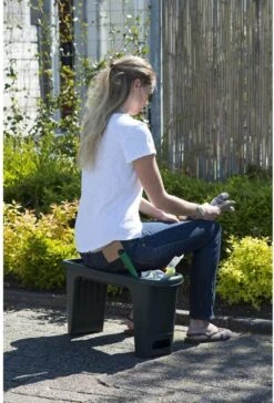 Nature - Tuinkruk 2-in-1 - Tuinzit/-knielkruk - Tuin Werkbank - Grijs - H34 X 66 X 25cm -Buitentuin Winkel 814x1200