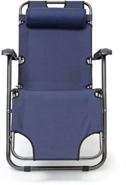 Relaxdays Ligstoel Inklapbaar - Ligbed Met Hoofdsteun - Strandstoel Verstelbaar - Camping - Donkerblauwe -Buitentuin Winkel 823x1200