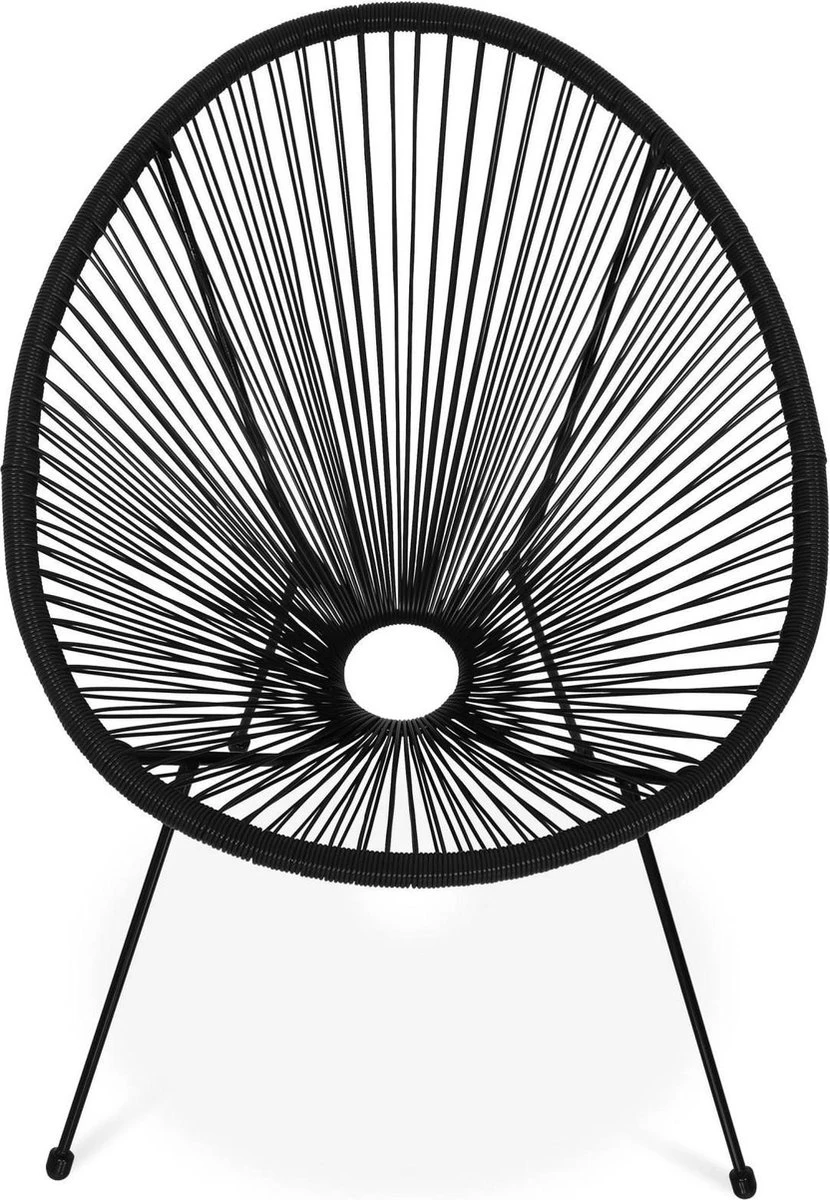 Set Van 2 Design Stoelen Ei-vormig - Acapulco Zwart - Stoelen 4 Poten Retro Design, Plastic Koorden, Binnen/buiten 5 Set Van 2 Design Stoelen Ei-vormig - Acapulco Zwart - Stoelen 4 Poten Retro Design, Plastic Koorden, Binnen/buiten - Afbeelding 3