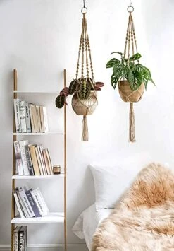 4 Stuks Luxe Jute Plantenhangers - Boho Handgeweven Katoen Hangpot Voor Binnen/Buiten - Hangende Bloempot Met Kralen - Macramé Touw/Koord Hangplant Houder - Bohemian Wandhanger Decoratie - Plant Hanger - Verticale Tuin Bloempothouder Planthanger -Buitentuin Winkel 836x1200 1
