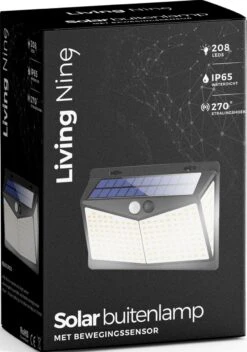 Living Nine® Solar Buitenlamp Met Bewegingssensor - Wandlamp Op Zonne Energie - 208 LED - Waterdicht - Tuinverlichting - Met Sensor - Voor Buiten - Zwart -Buitentuin Winkel 843x1200 3