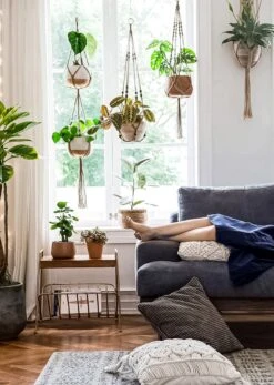 4 Stuks Luxe Jute Plantenhangers - Boho Handgeweven Katoen Hangpot Voor Binnen/Buiten - Hangende Bloempot Met Kralen - Macramé Touw/Koord Hangplant Houder - Bohemian Wandhanger Decoratie - Plant Hanger - Verticale Tuin Bloempothouder Planthanger -Buitentuin Winkel 854x1200 4