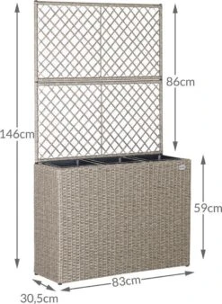 Casaria Polyrattan Bloembak – 3 Bakken Klimophek - Crème -Buitentuin Winkel 876x1200 1