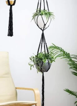 4 Stuks Luxe Macrame Plantenhangers - Boho Handgeweven Katoen Hangpot Voor Binnen/Buiten - Hangende Bloempot Met Kralen - Macramé Touw/Koord Hangplant Houder - Bohemian Wandhanger Decoratie - Plant Hanger - Verticale Tuin Bloempothouder Planthanger -Buitentuin Winkel 880x1200 9