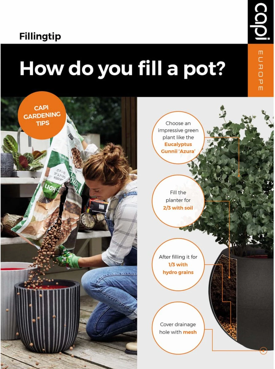 Capi Europe - Vaas Elegant Deluxe Rib NL - 40x60 - Antraciet - Voor Binnen En Buiten - KOFZ1131 5 Capi Europe - Vaas Elegant Deluxe Rib NL - 40x60 - Antraciet - Voor Binnen En Buiten - KOFZ1131 - Afbeelding 4