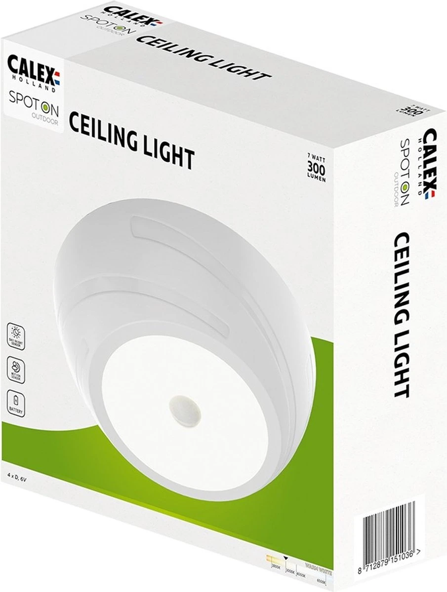 Calex LED Plafondlamp Met Sensor - 3000K - Draadloos - Batterij 5 Calex LED Plafondlamp Met Sensor - 3000K - Draadloos - Batterij - Afbeelding 3