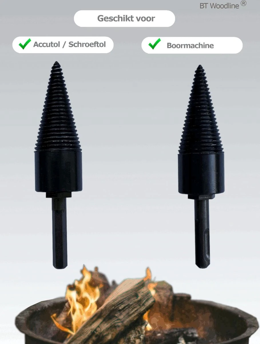 BT Woodline® | Houtklover Inclusief Opbergkoker | Houtsplijter | Houtkloof | Houtsplitter | Houtkloofboor | Kegelsplijter | Houtkliever | Aanmaakhout | Geschikt Voor Accutol, Schroeftol, Boormachine En Kloofmachines 5 BT Woodline® | Houtklover Inclusief Opbergkoker | Houtsplijter | Houtkloof | Houtsplitter | Houtkloofboor | Kegelsplijter | Houtkliever | Aanmaakhout | Geschikt Voor Accutol, Schroeftol, Boormachine En Kloofmachines - Afbeelding 3