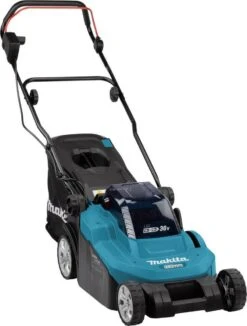 Makita Grasmaaier - DLM382CM2 - 2x18 V - 38 Cm - Incl. 4,0 Ah Accu (2 St) En Duolader -Buitentuin Winkel 909x1200