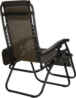 Springos Tuinstoel | Ligstoel | Opvouwbaar | Verstelbaar | Ergonomische Hoofdsteun | Bruin / Zwart -Buitentuin Winkel 934x1200