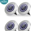 ForDig Solar Grondspots (4 Stuks) - RVS Grond Spots Op Zonne-energie Met 16 LED Spotjes - 10 Uur Buiten Verlichting In Tuin - IP65 Waterdicht - Tuinverlichting Lamp - Buitenverlichting Tuinlamp