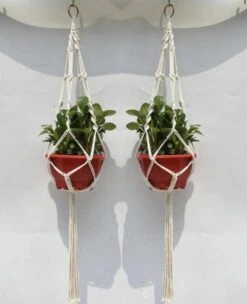 Merkloos Plantenhanger Macramé - Luxe Gevlochten Touw Katoen - 2 Stuks - Plantenpot Ophangen -Buitentuin Winkel 975x1200 5