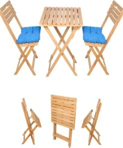 SiRaC - Houten Tuinset - Balkonset - 3-delig - Met Paarse Kussens - Natuurlijke Hout - Balkon Meubelen - 2 Persoons Balkonset - Twee Stoelen En Bijzettafel - Hout -Buitentuin Winkel 998x1200 2